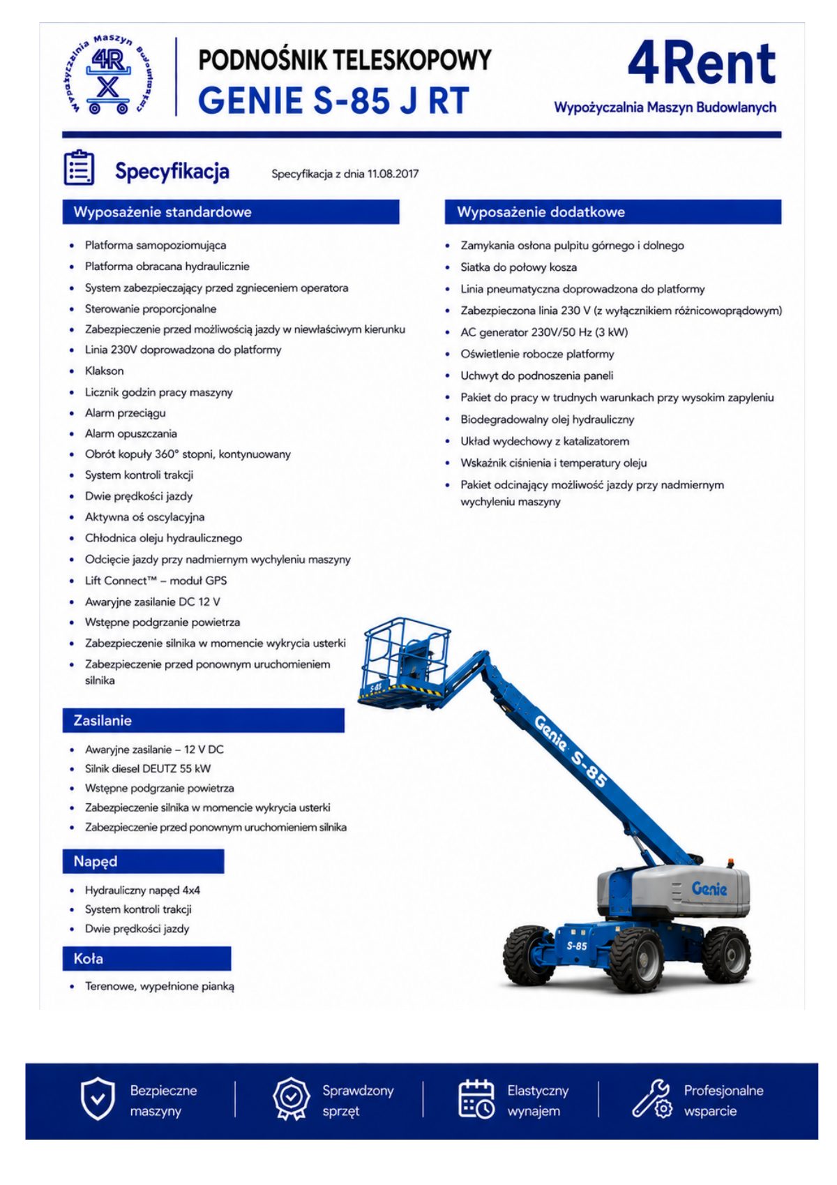 Genie S-85 J RT, specyfikacja, strona 2