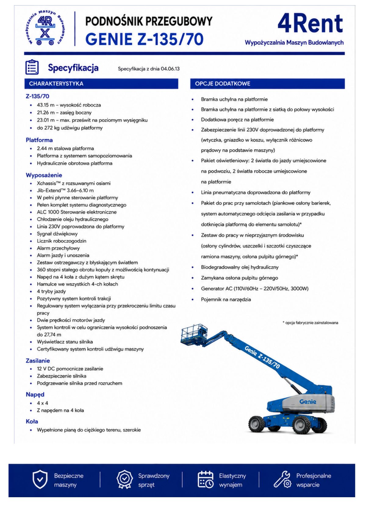 Genie Z-135/70, specyfikacja, strona 2