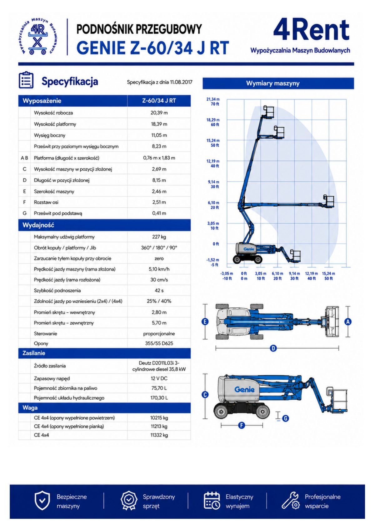 Genie Z-60/34J RT, specyfikacja, strona 1